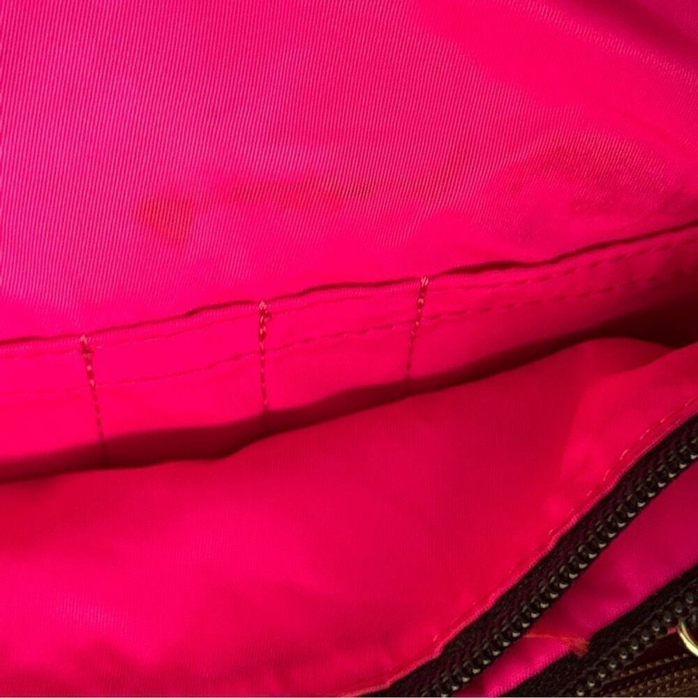 Dooney & Bourke Victoria Black Nylon Leather Trim Pink Interior Shoulder Tote - Picture 4 of 8